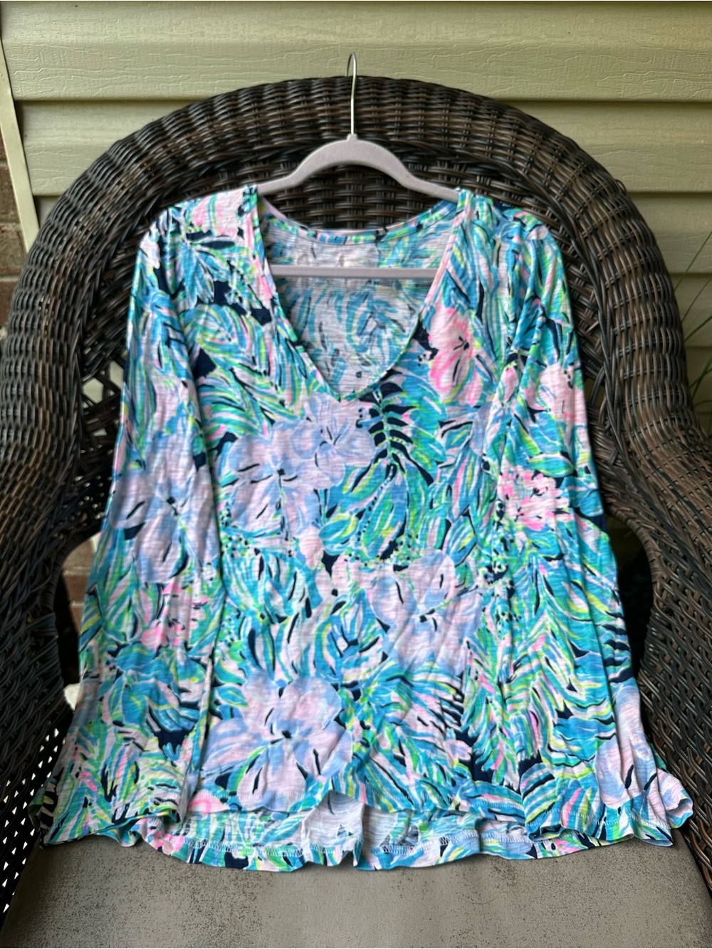 Lilly Pulitzer Etta Long Sleeve Top Multi Bermudaful L